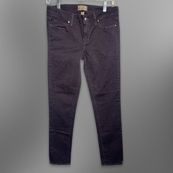 Paige Skinny Jeans Cheetah Print Stretchy Comfortable Fabric Plum Women's 27 NWT - Picture 1 of 8